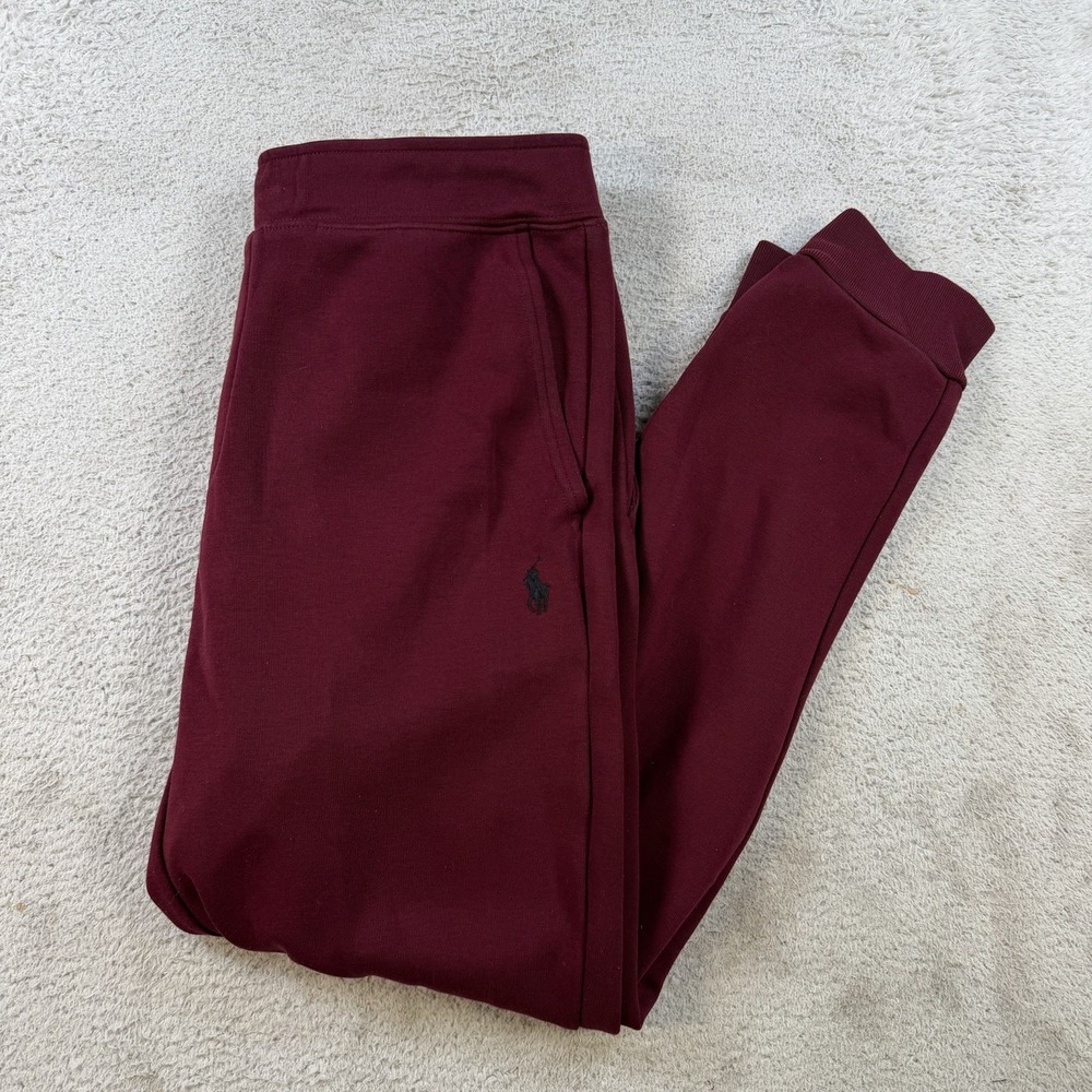 Polo Ralph Lauren Sweatpants Mens Small Maroon Jersey Pony Tapered Joggers